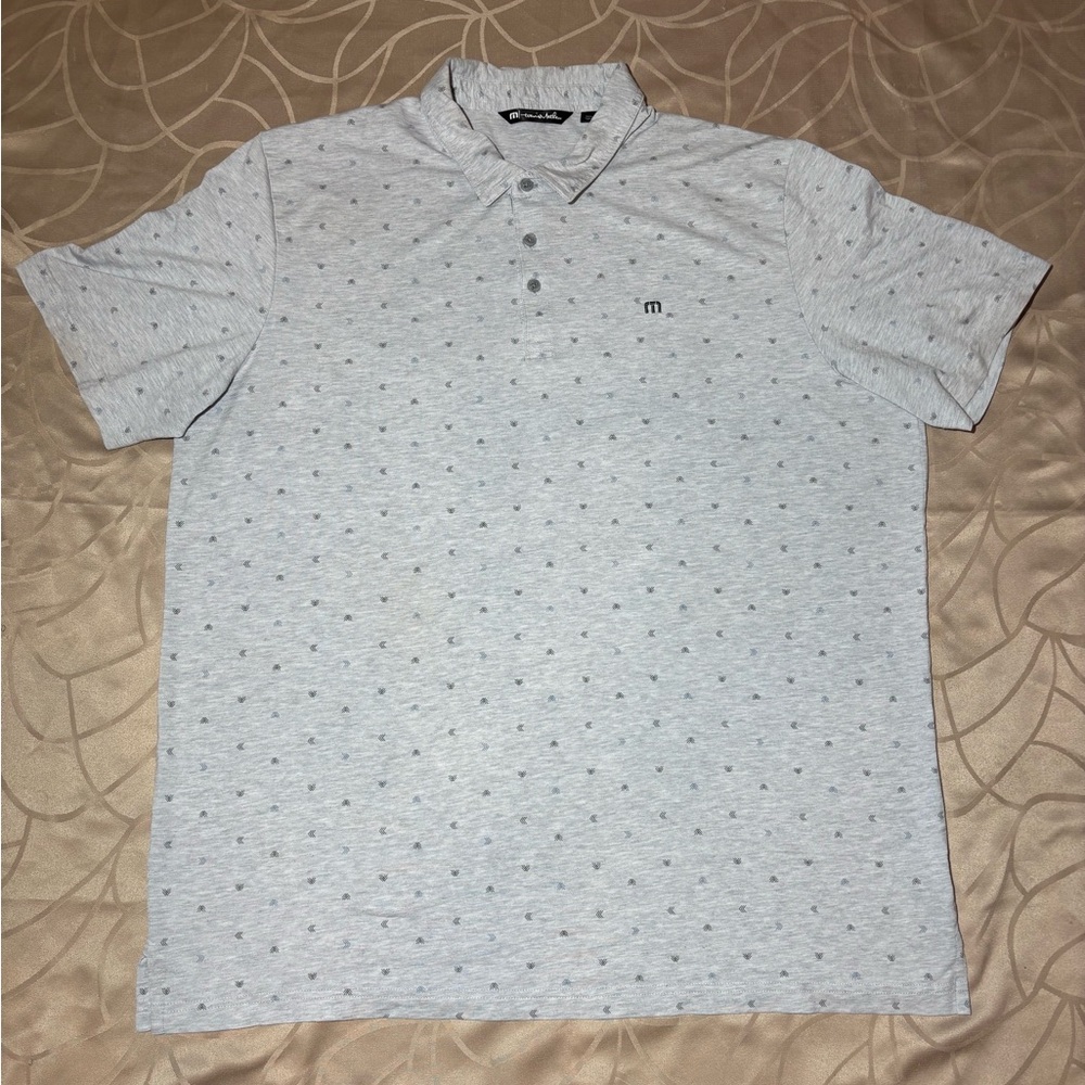 Travis Mathew  Polo Shirt “Hot Chili”Heather Light Grey Men’s Size XXXL